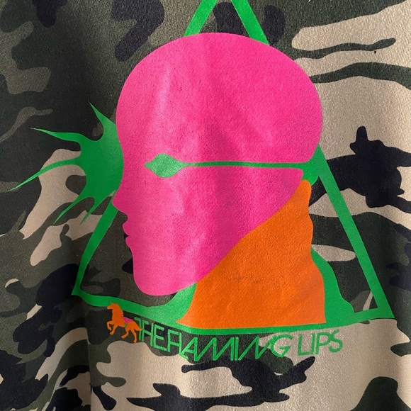 **Rare** Vintage The Flaming Lips Camo Heavyweight Sweatshirt Hoodie - Picture 2 of 7